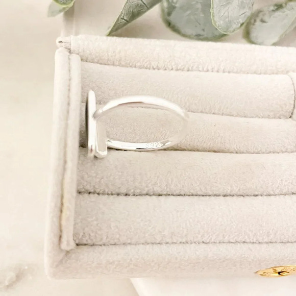 925 Sterling Silver Bar Ring Minimalist Dainty Bar Ring Blue Double Bar Ring - Picture 9 of 9